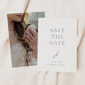 Elegante grijze script monogram trouwkaart save the date