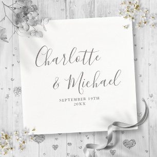 Elegante grijze Signature Script-huwelijk Servet