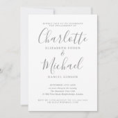Elegante grijze signature script verlovingsfeest  kaart (Voorkant)