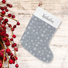 Elegante grijze sneeuwvlokken grote kerstsok