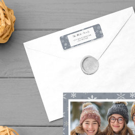 Elegante Grijze Sneeuwvlokken Vakantie winter Etiket