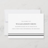 Elegante grijze strepen begrafenis sympathie dank  kaart (Voorkant)