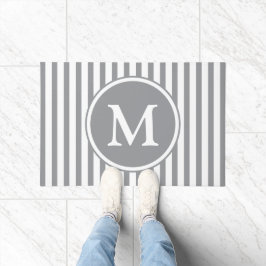 Elegante grijze strepen monogram deurmat