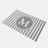 Elegante grijze strepen monogram deurmat (Schuin)