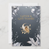 Elegante Grijze Thanksgiving met Cornucopia & Silv Kaart (Voorkant)