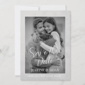 Elegante grijze tint met foto bruiloft save the date (Voorkant)