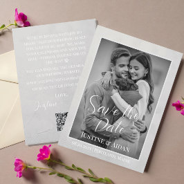 Elegante grijze tint met foto bruiloft save the date