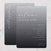 Elegante grijze trouwceremonie planning programmakaart (Voorkant / Achterkant)