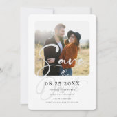 Elegante grijze trouwfoto Sla de datum op Save The Date (Voorkant)