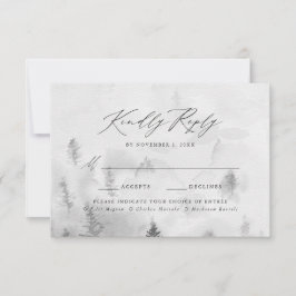 Elegante grijze winter bos bruiloft maaltijd keuze RSVP kaartje