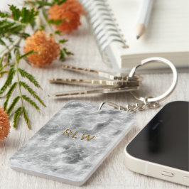 Elegante grijze witte Carrar-marmerpatroon Sleutelhanger