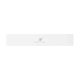 Elegante grijze witte monogram tailleband uitnodigingen wikkel