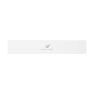 Elegante grijze witte monogram tailleband uitnodigingen wikkel