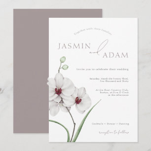 Elegante grijze witte orchidee initiële bloemige b kaart