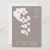 Elegante grijze witte orchidee moderne bruiloft save the date (Voorkant)