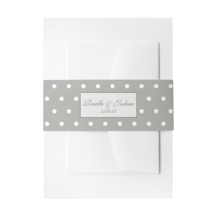 Elegante Grijze Witte Polka Dots Wedding Uitnodigingen Wikkel