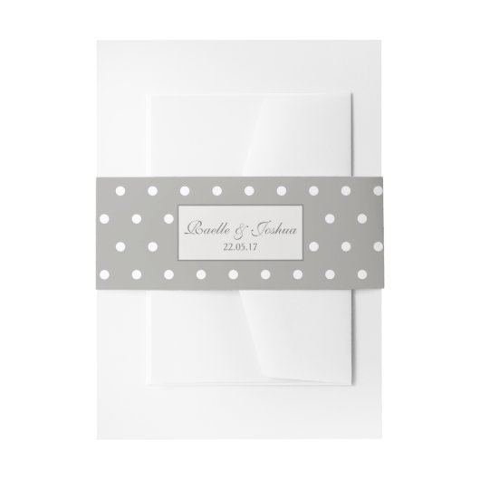 Elegante Grijze Witte Polka Dots Wedding Uitnodigingen Wikkel (Voorkant Voorbeeld)