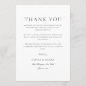 Elegante grijze witte receptie dank je wel & bruil menu (Achterkant)