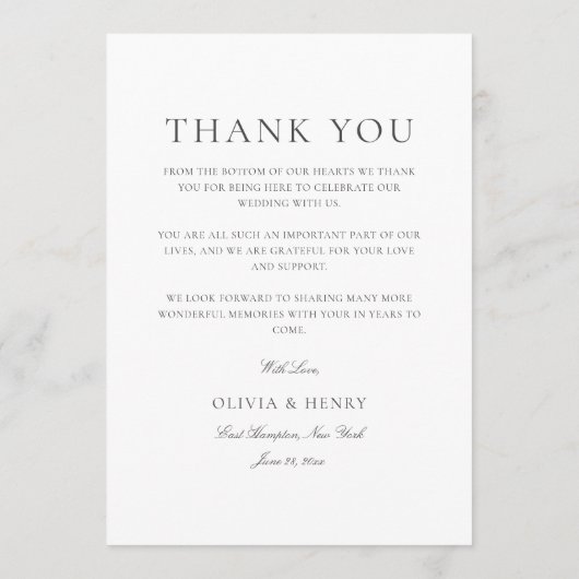 Elegante grijze witte receptie dank je wel & bruil menu (Achterkant)