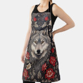 Elegante Grijze Wolf Bloemen Schort (Insitu)