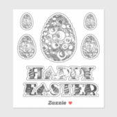 Elegante grijze zilveren look Happy Easter Eggs Sticker (Vel)