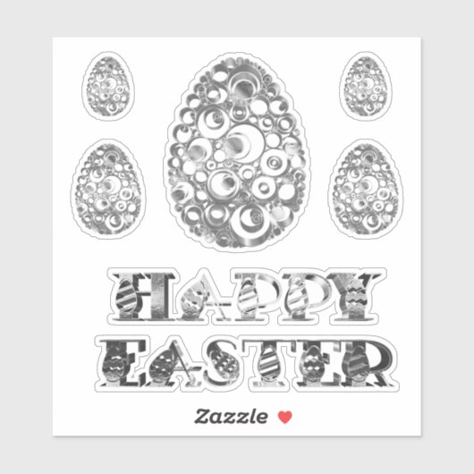 Elegante grijze zilveren look Happy Easter Eggs Sticker (Vel)