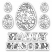 Elegante grijze zilveren look Happy Easter Eggs Sticker (Voorkant)