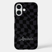 Elegante grijze zwart geruite monogram Case-Mate iPhone case (Achterkant)
