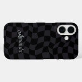 Elegante grijze zwart geruite monogram Case-Mate iPhone case (Achterkant (horizontaal))