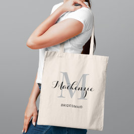 Elegante grijze zwarte aangepaste trouw bruidsmeis tote bag