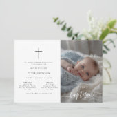 Elegante grillen kalligrafie formele doop foto kaart (Staand voorkant)