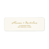 Elegante grillige beige & gouden bruiloft adres etiket (Voorkant)