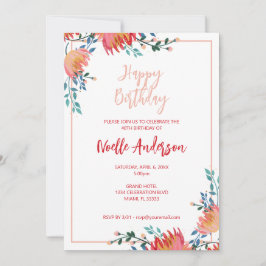 Elegante, grillige bloemen verjaardag kaart