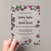 Elegante grillige bloementuin rustieke bruiloft acryl uitnodigingen (Insitu (Draagbaar))