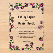Elegante grillige bloementuin rustieke bruiloft acryl uitnodigingen (Voorkant)