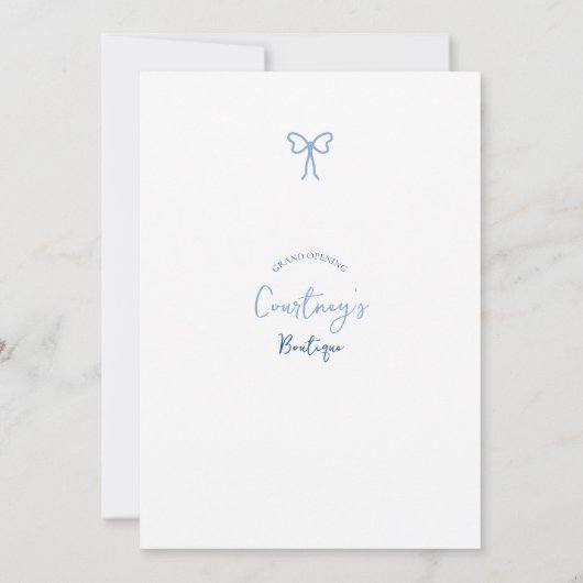 Elegante grillige bogen Blue Business Opening Even Kaart (Achterkant)