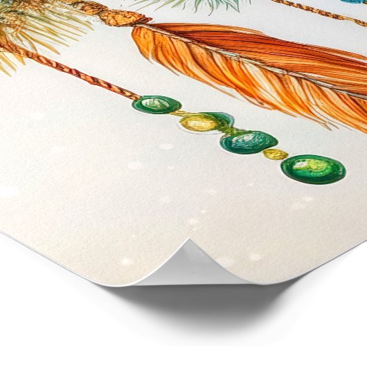 Elegante grillige Boho kerstkrans Poster (Hoek)