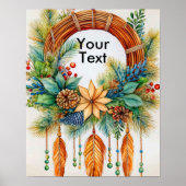 Elegante grillige Boho kerstkrans Poster (Voorkant)
