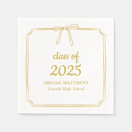 Elegante grillige boog geel gouden Afstuderen Servet (Voorkant)