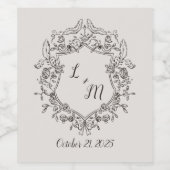 Elegante grillige bruiloft wijn label wijn etiket (Enkel label)