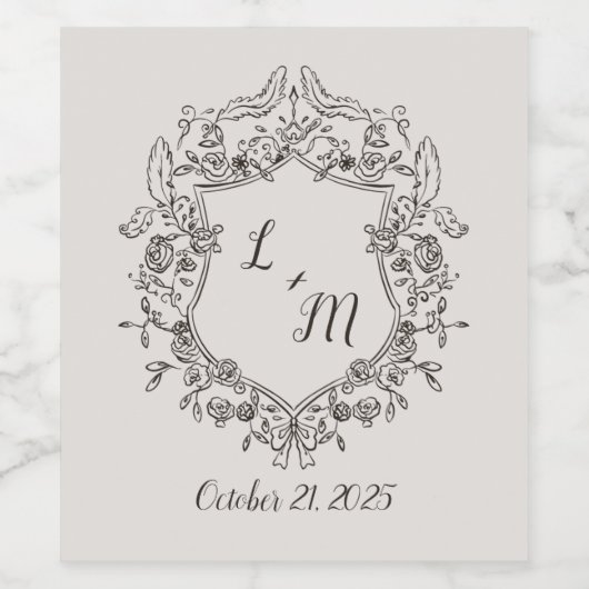 Elegante grillige bruiloft wijn label wijn etiket (Enkel label)