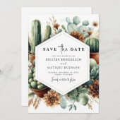 Elegante grillige Cactus bruiloft Save The Date (Voorkant / Achterkant)