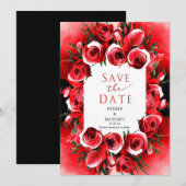 Elegante grillige Crimson rode rozen bruiloft Save The Date (Voorkant / Achterkant)