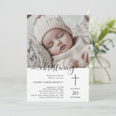 Elegante grillige doop Baby Foto doop Kaart (Staand voorkant)