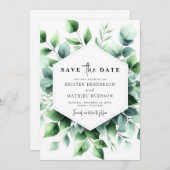 Elegante grillige eucalyptus digitale bruiloft save the date (Voorkant / Achterkant)