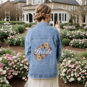 Elegante grillige florale bruid script dames denim jacket