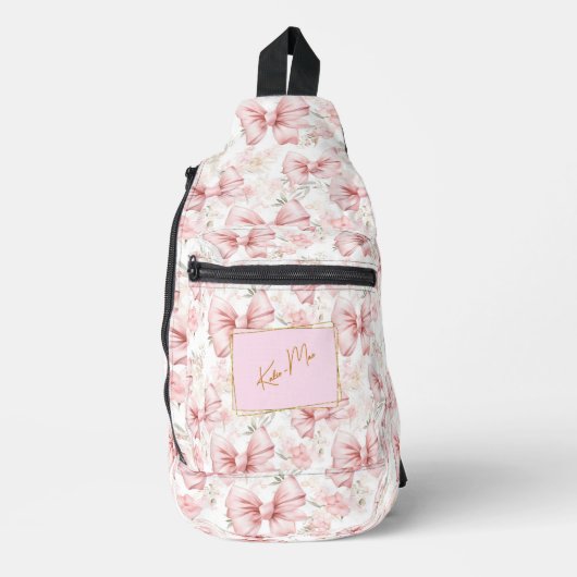 Elegante grillige gepersonaliseerde Coquette Bow Sling Bag (Voorkant)