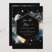 Elegante grillige hemelse bruiloft save the date (Voorkant / Achterkant)