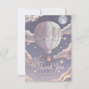 Elegante grillige heteluchtballon bedankkaart
