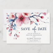 Elegante grillige kersenbloesem bruiloft save the date (Voorkant)